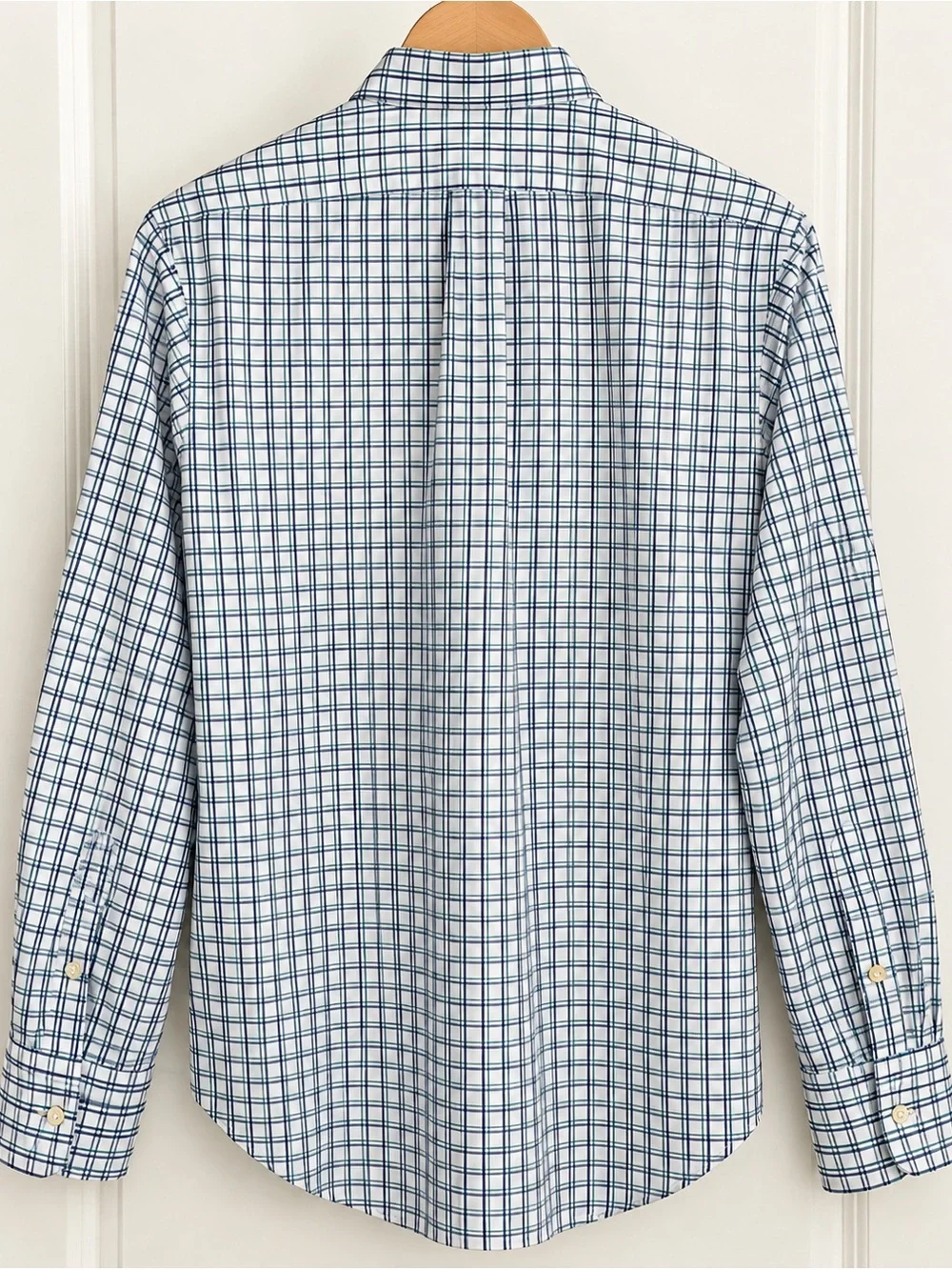 Banana Republic White Plaid Dress Shirt with Blue and Teal Checks - 1 minor flaw